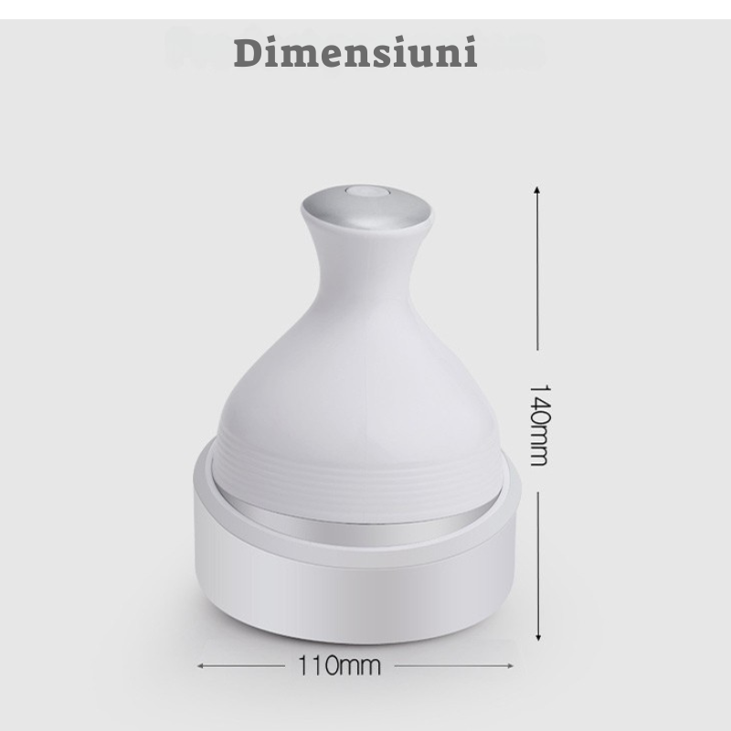 Aparat de Masaj 3D pentru Scalp, Fata si Corp- Relaxare si Revitalizare, 4 Zone Masaj, Capete de Silicon detasabile, Reincarcabil, Alb